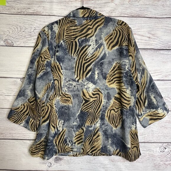 Covington Woman’s Blouse & Tank Set Size XL Blue Animal Print Safari Office Work - Picture 3 of 16